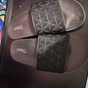 Rouje Black Textured Sandals